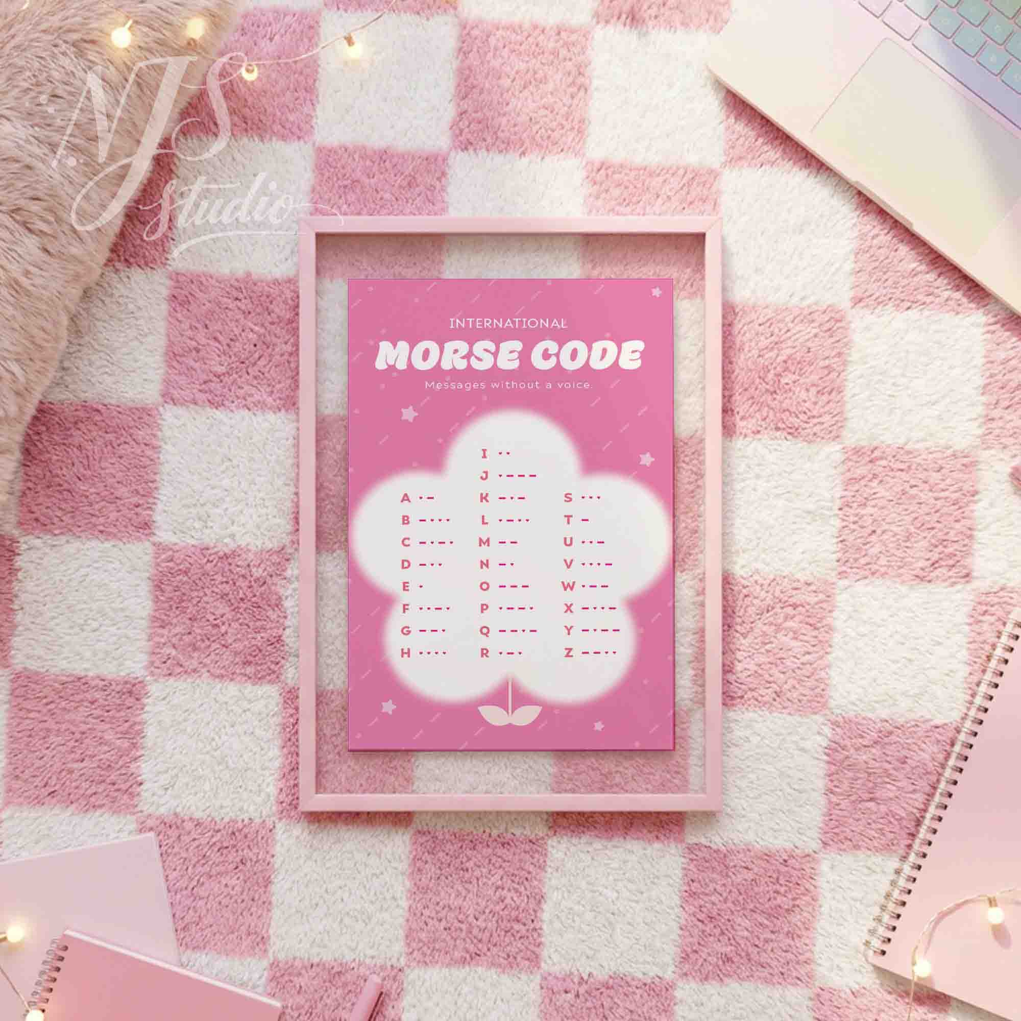 Pink Morse Code Poster: Girly Educational Wall Art (Digital)